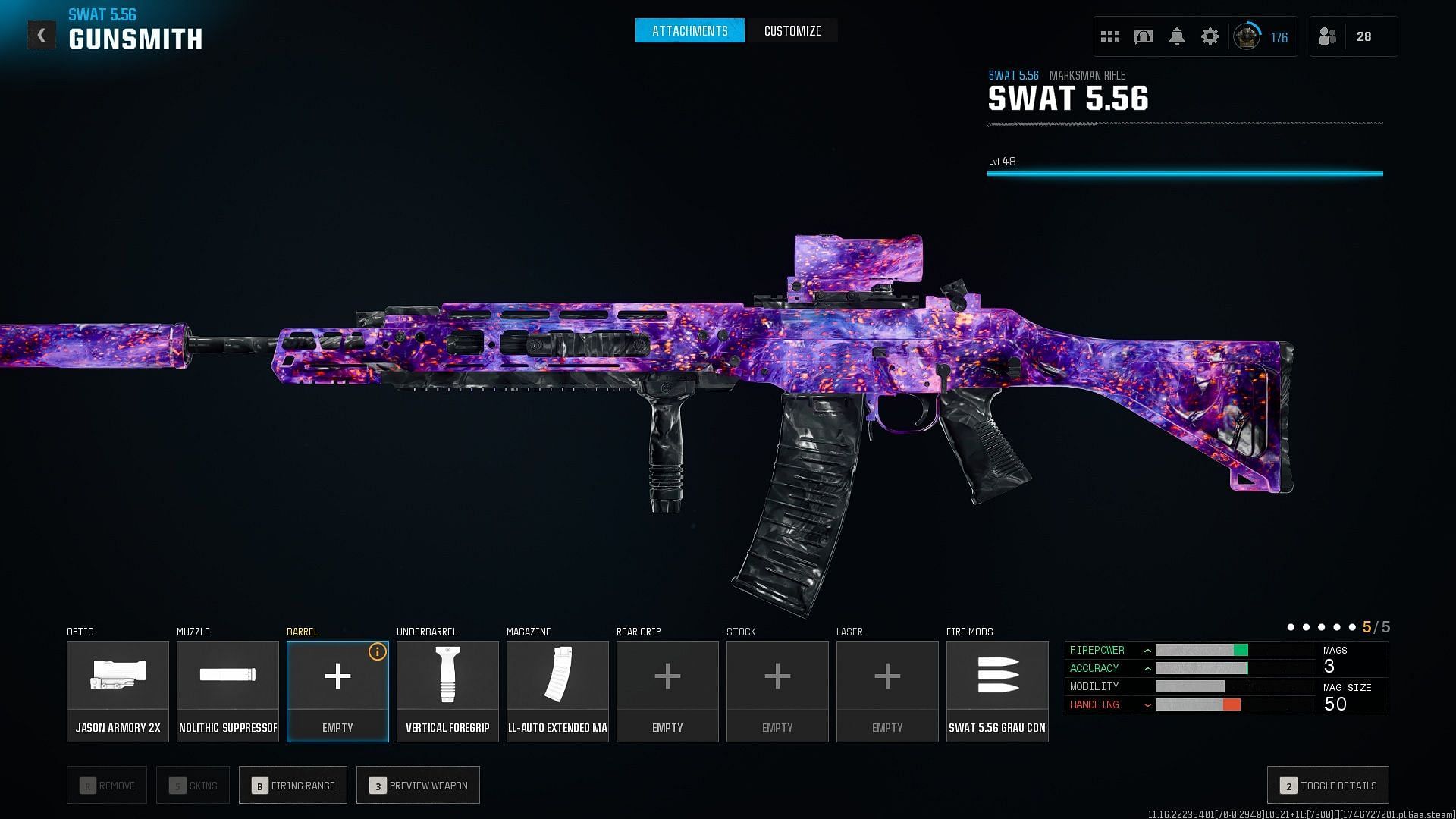 Setting up the best SWAT 5.56 (GRAU) long-range loadout for Verdansk in Warzone Season 3 Reloaded (Image via Sportskeeda Gaming || Activision)